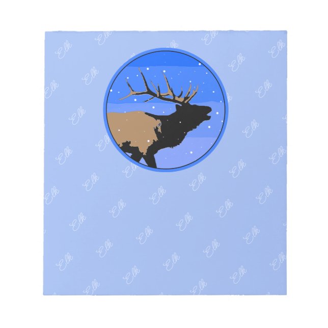 Bugling Elk in Winter  - Original Wildlife Art Notepad (Front)