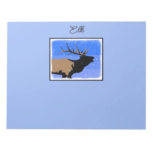 Bugling Elk in Winter  _ Original Wildlife Art Notepad