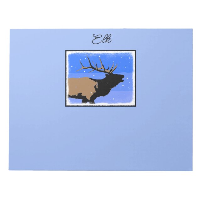 Bugling Elk in Winter  - Original Wildlife Art Notepad (Front)
