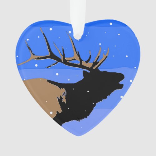 Bugling Elk in Winter  _ Original Wildlife Art Ornament
