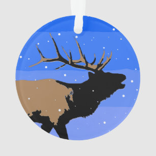 Bugling Elk in Winter  - Original Wildlife Art Ornament