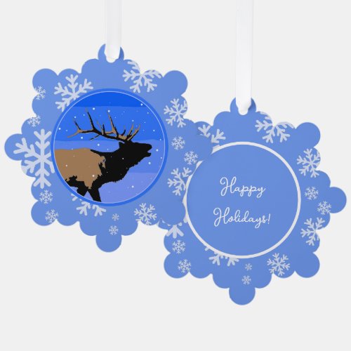 Bugling Elk in Winter  _ Original Wildlife Art Ornament Card