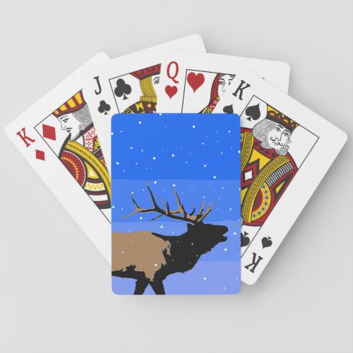 Bugling Elk in Winter  _ Original Wildlife Art Playing Cards