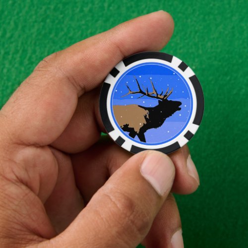 Bugling Elk in Winter  _ Original Wildlife Art Poker Chips