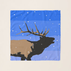 Bugling Elk in Winter - Original Wildlife Art Scarf