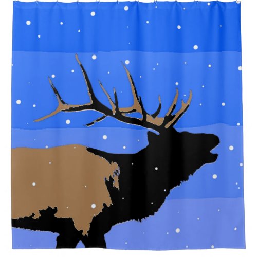 Bugling Elk in Winter  _ Original Wildlife Art Shower Curtain
