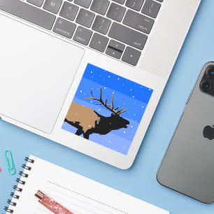 Bugling Elk in Winter - Original Wildlife Art Sticker