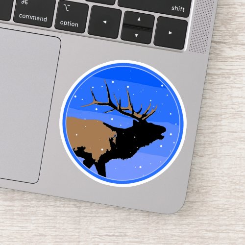 Bugling Elk in Winter  _ Original Wildlife Art Sticker
