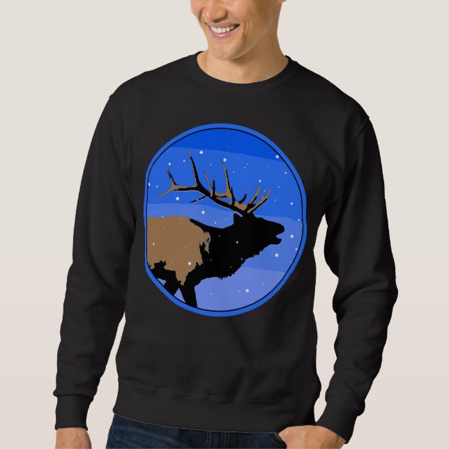 Bugling Elk in Winter  - Original Wildlife Art Sweatshirt (Front)