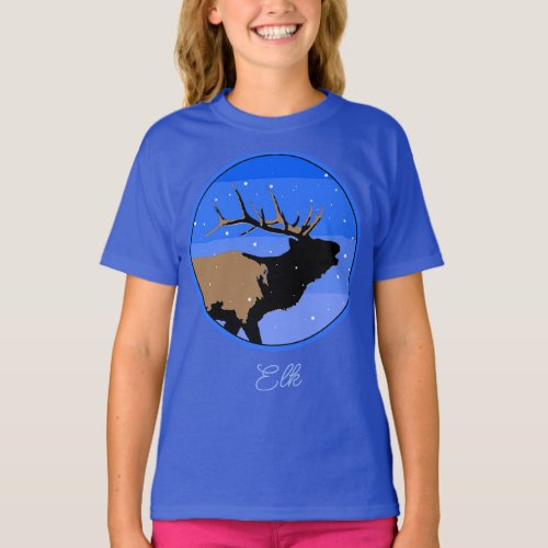 Bugling Elk in Winter  _ Original Wildlife Art T_S T_Shirt