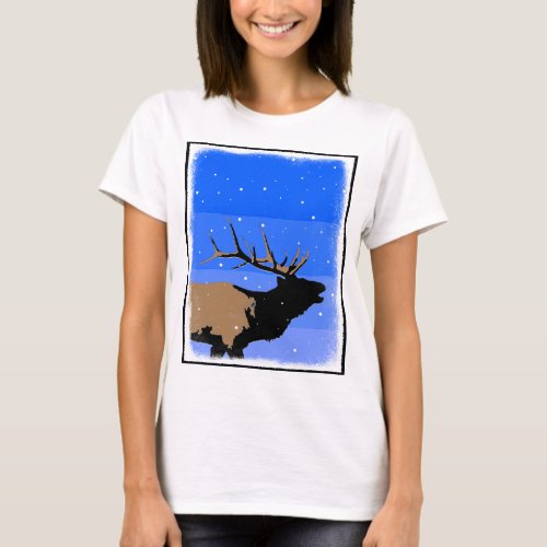 Bugling Elk in Winter  _ Original Wildlife Art T_Shirt