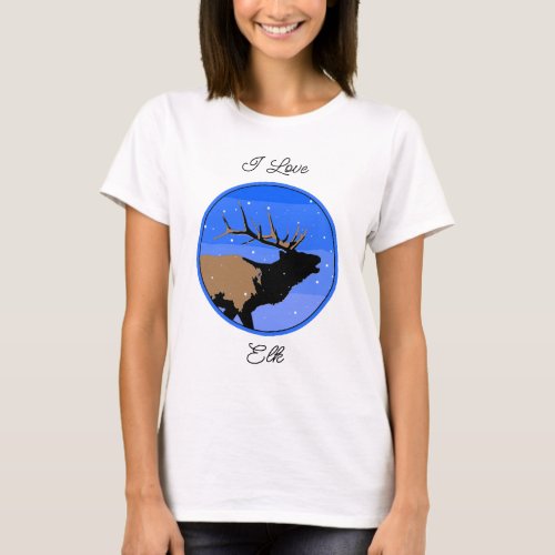 Bugling Elk in Winter  _ Original Wildlife Art T_Shirt
