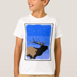 Bugling Elk in Winter  - Original Wildlife Art T-Shirt