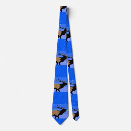 Bugling Elk in Winter  _ Original Wildlife Art Tie