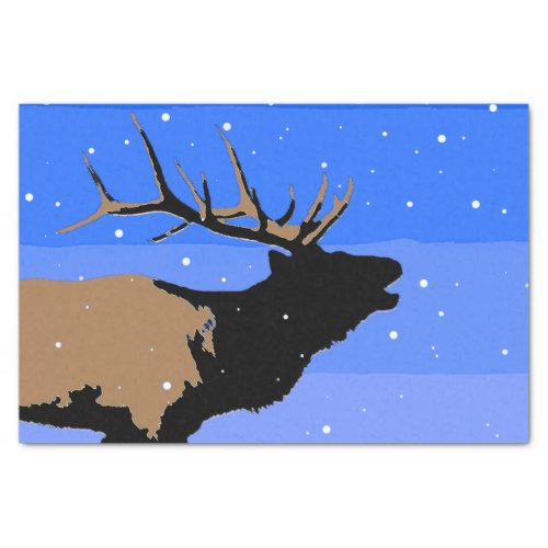 Bugling Elk in Winter  _ Original Wildlife Art Tissue Paper