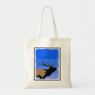 Bugling Elk in Winter  - Original Wildlife Art Tote Bag