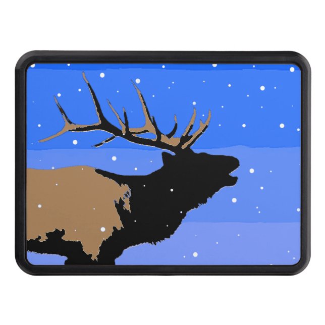 Bugling Elk in Winter  - Original Wildlife Art Trailer Hitch Cover (Front)