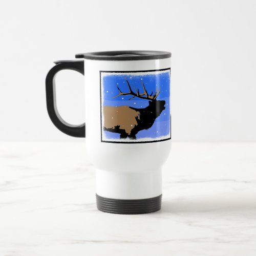 Bugling Elk in Winter  _ Original Wildlife Art Travel Mug