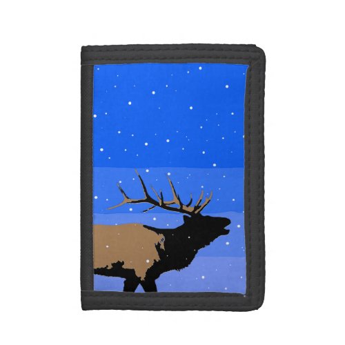 Bugling Elk in Winter  _ Original Wildlife Art Trifold Wallet