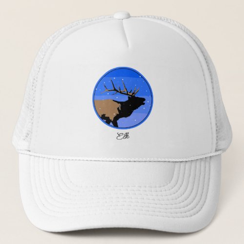 Bugling Elk in Winter  _ Original Wildlife Art Trucker Hat