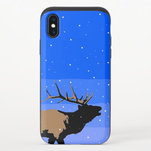 Bugling Elk in Winter  _ Original Wildlife Art iPhone X Slider Case