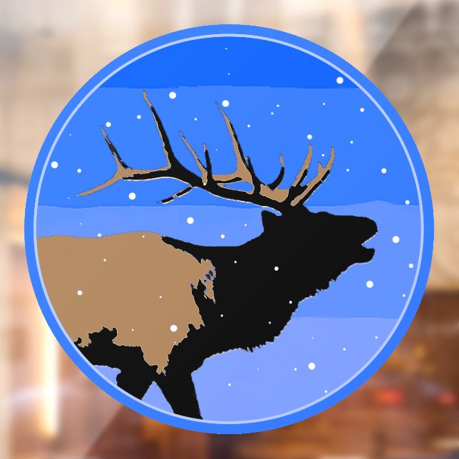 Bugling Elk in Winter  - Original Wildlife Art Window Cling (Sheet 2)
