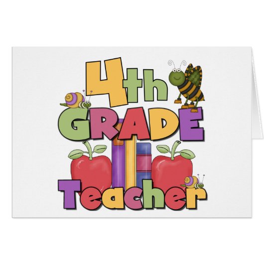 Bugs and Apples 4th Grade Teacher Cards (Front Horizontal)