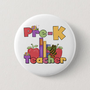 Bugs and Apples Pre-K Teacher Pinback Button