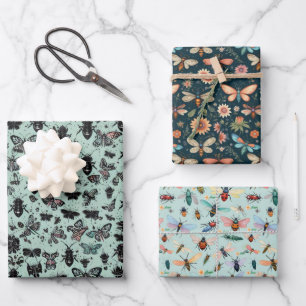 Bugs And Insects In Minty Greens Oranges And Pinks Wrapping Paper Sheets