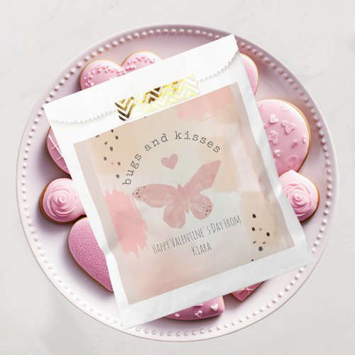 Bugs and Kisses Butterfly Abstract Valentines Favor Bag