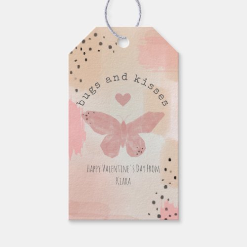 Bugs and Kisses Butterfly Abstract Valentines Gift Tags