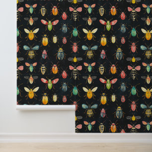 Bugs & Bees Colorful Insect Collection Pattern Wallpaper