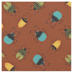 Bugs Beetles Mid Century Mod Cute Fabric