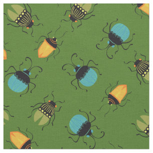 Bugs Beetles Mid Century Mod Cute Fabric