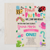 Bugs Birthday Invitation Girl Pink Bugs Party