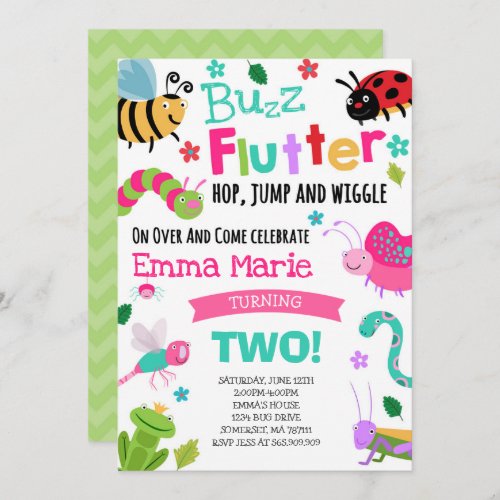 Bugs Birthday Invitation Girl Pink Bugs Party