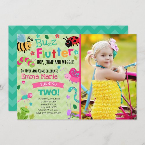 Bugs Birthday Invitation Girl Pink Bugs Party