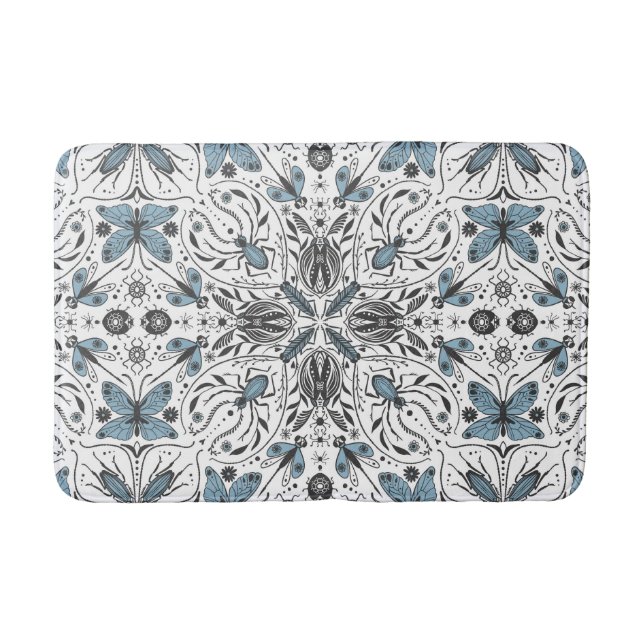 Bugs, black and blue bath mat (Front)