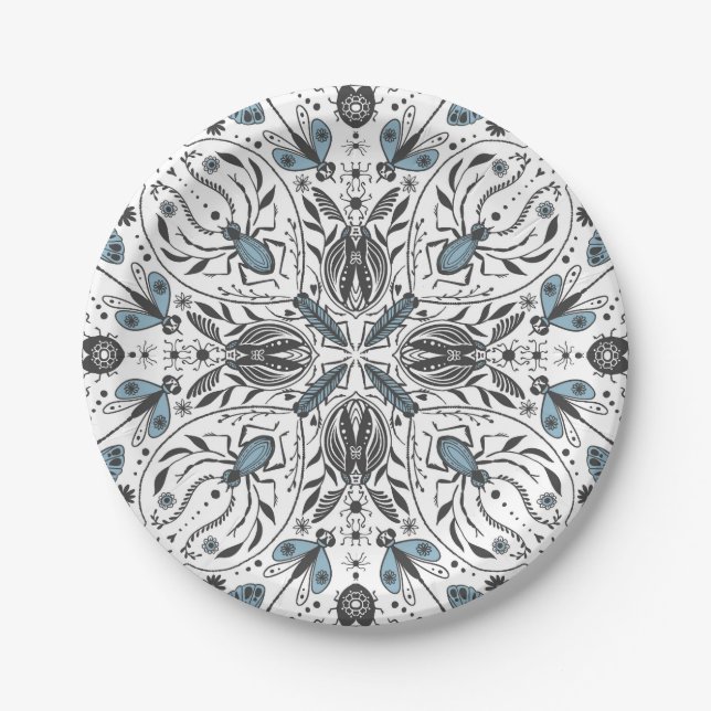 Bugs, black and blue paper plates (Front)