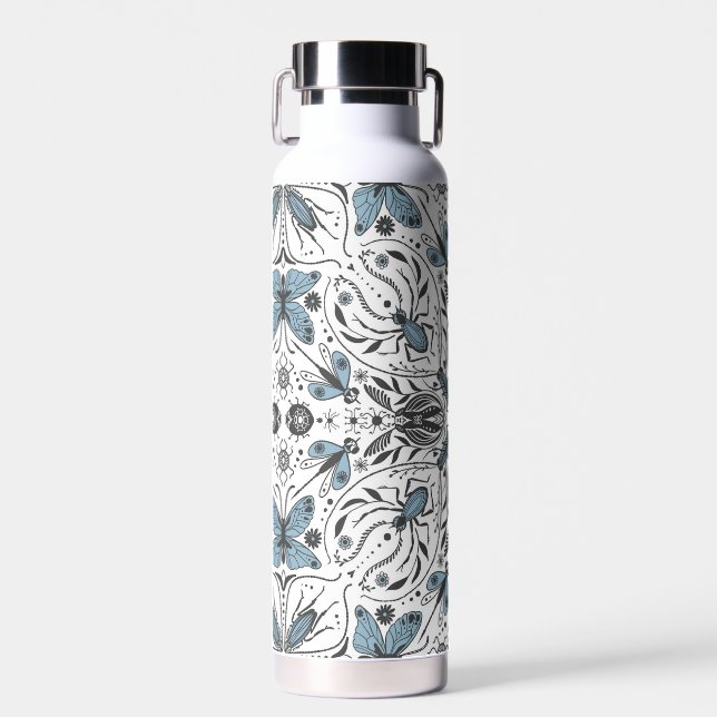 Bugs, black and blue water bottle (Front)
