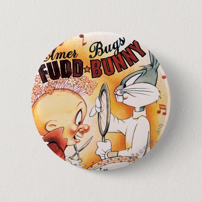 BUGS BUNNY™ and ELMER FUDD™ Musical Pinback Button (Front)