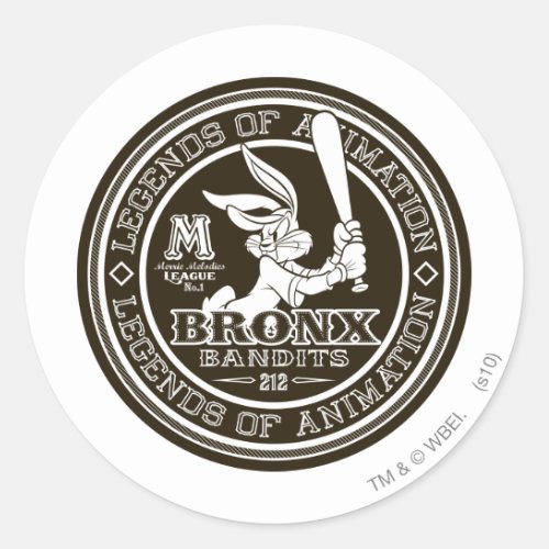 BUGS BUNNYâ Bronx Bombers Round Logo BW Classic Round Sticker