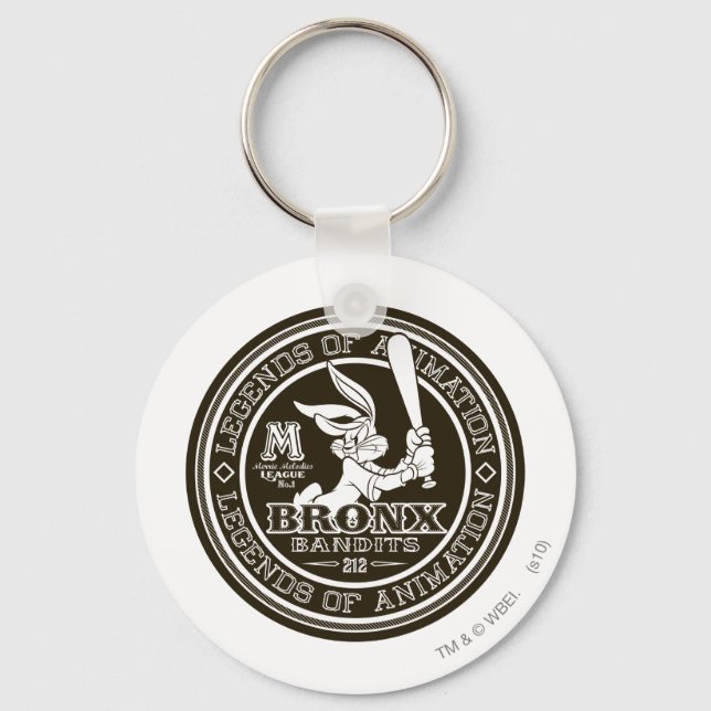 BUGS BUNNY™ Bronx Bomber's Round Logo B/W Keychain (Front)