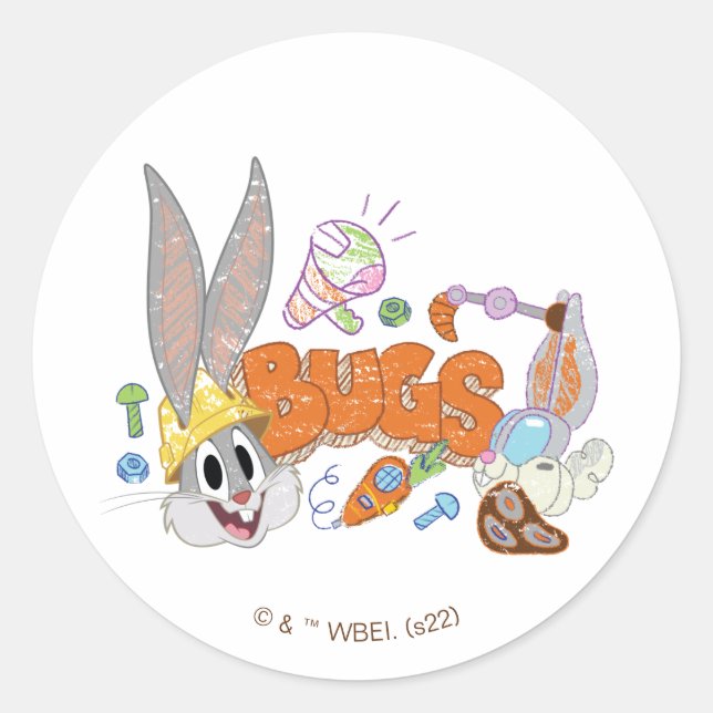 BUGS BUNNY BUILDERS™| BUGS BUNNY™ Sketch Art Classic Round Sticker (Front)