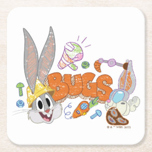 BUGS BUNNY BUILDERS™ BUGS BUNNY™ Sketch Art Square Paper Coaster