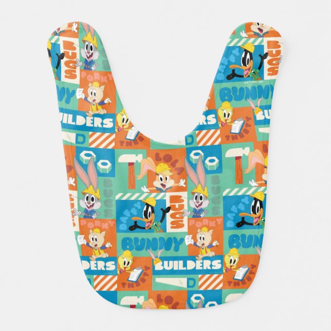 BUGS BUNNY BUILDERS™| Character Grid Pattern Baby Bib (Front)