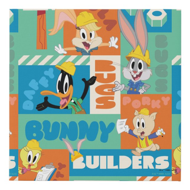 BUGS BUNNY BUILDERS™| Character Grid Pattern Faux Canvas Print (Front)