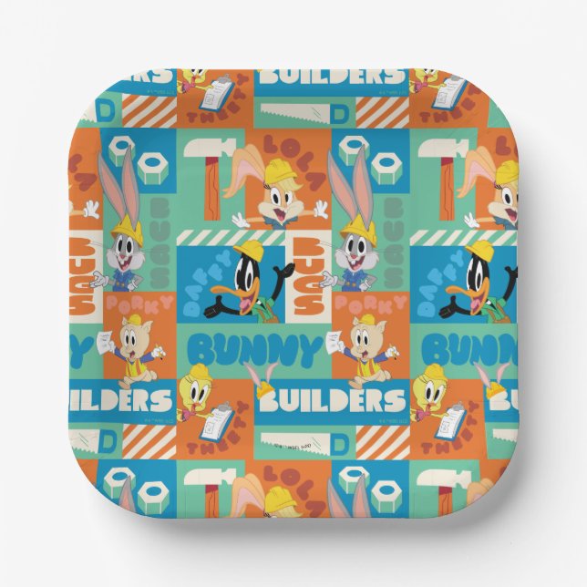 BUGS BUNNY BUILDERS™| Character Grid Pattern Paper Plates (Front)