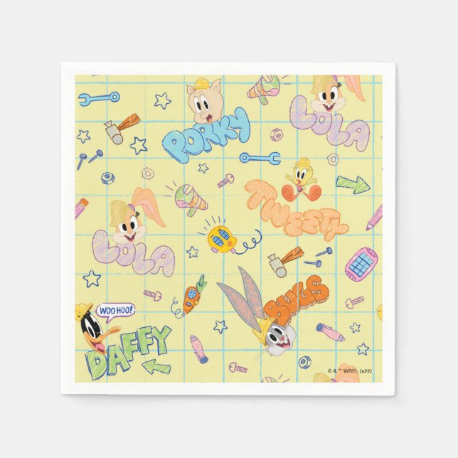 BUGS BUNNY BUILDERS™| Character Sketch Pattern Napkins (Front)