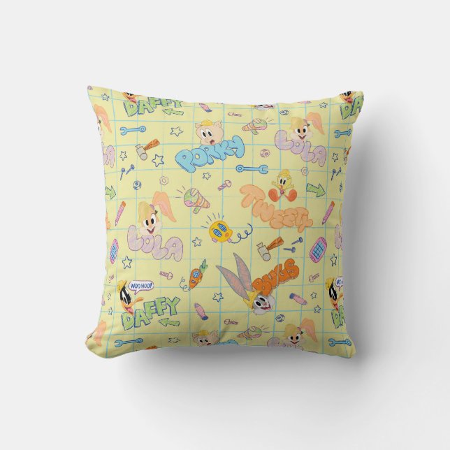 BUGS BUNNY BUILDERS™| Character Sketch Pattern Throw Pillow (Front)